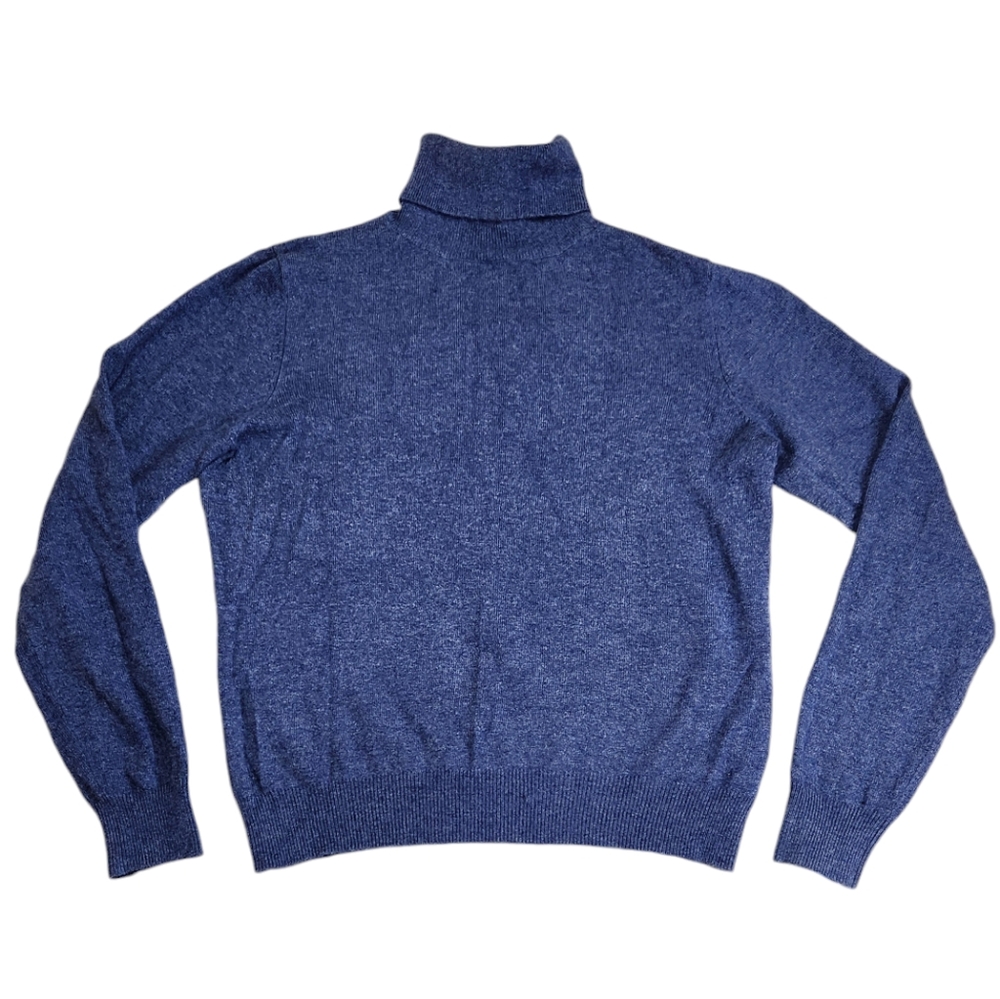 Boden Blue Turtleneck Sweater UK 14 (US 10) Cotton Cashmere Angora Viscose Nylon